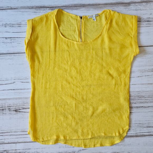 Maria Gabrielle Yellow Cross Hatch Knit Blouse sz XL - Picture 1 of 4